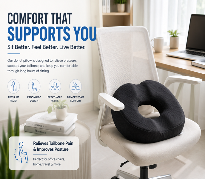 EPSCY Memory Foam Donut Cushion: Everyday Comfort Where You Need It Most