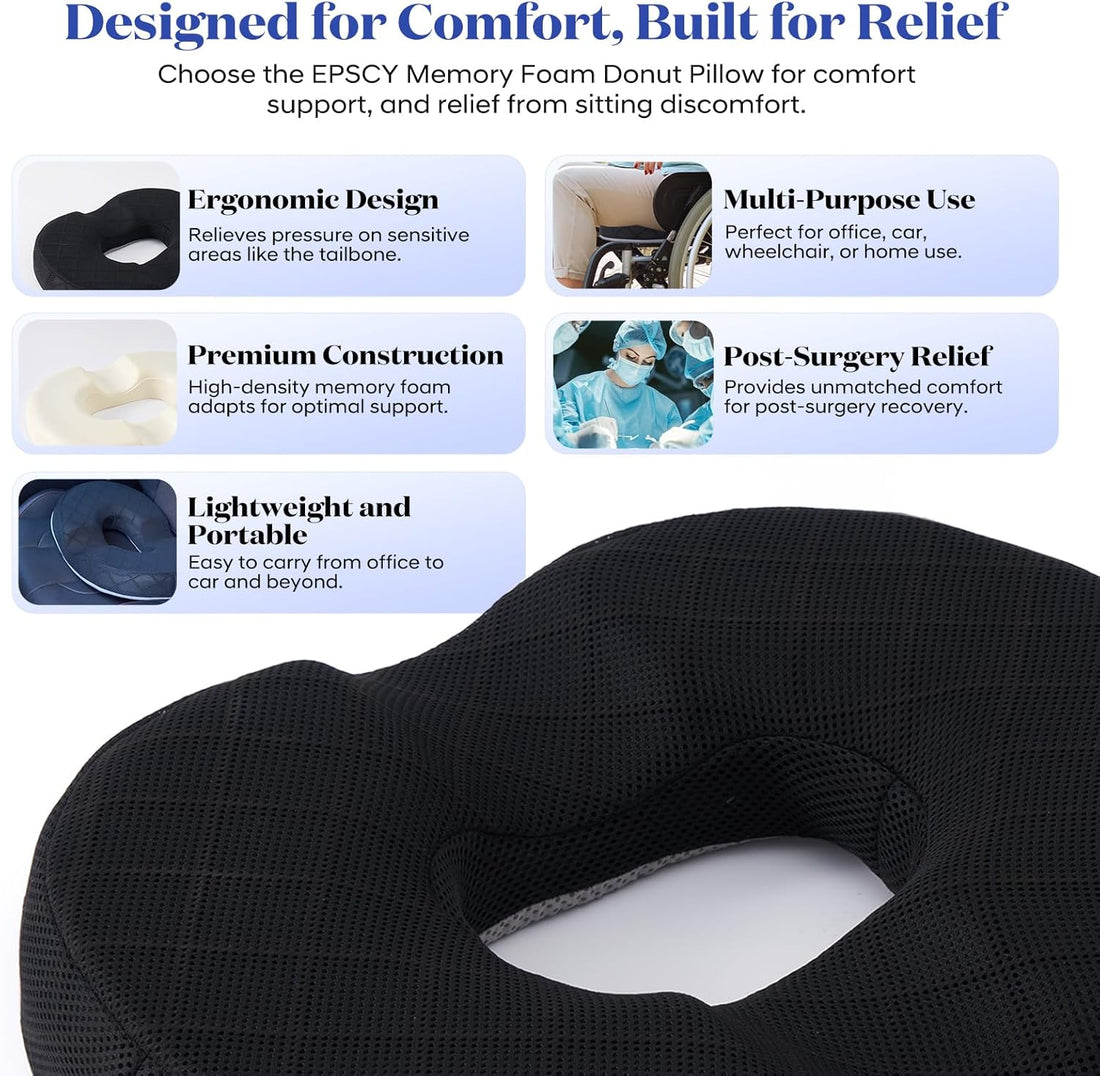 EPSCY Memory Foam Donut Cushion