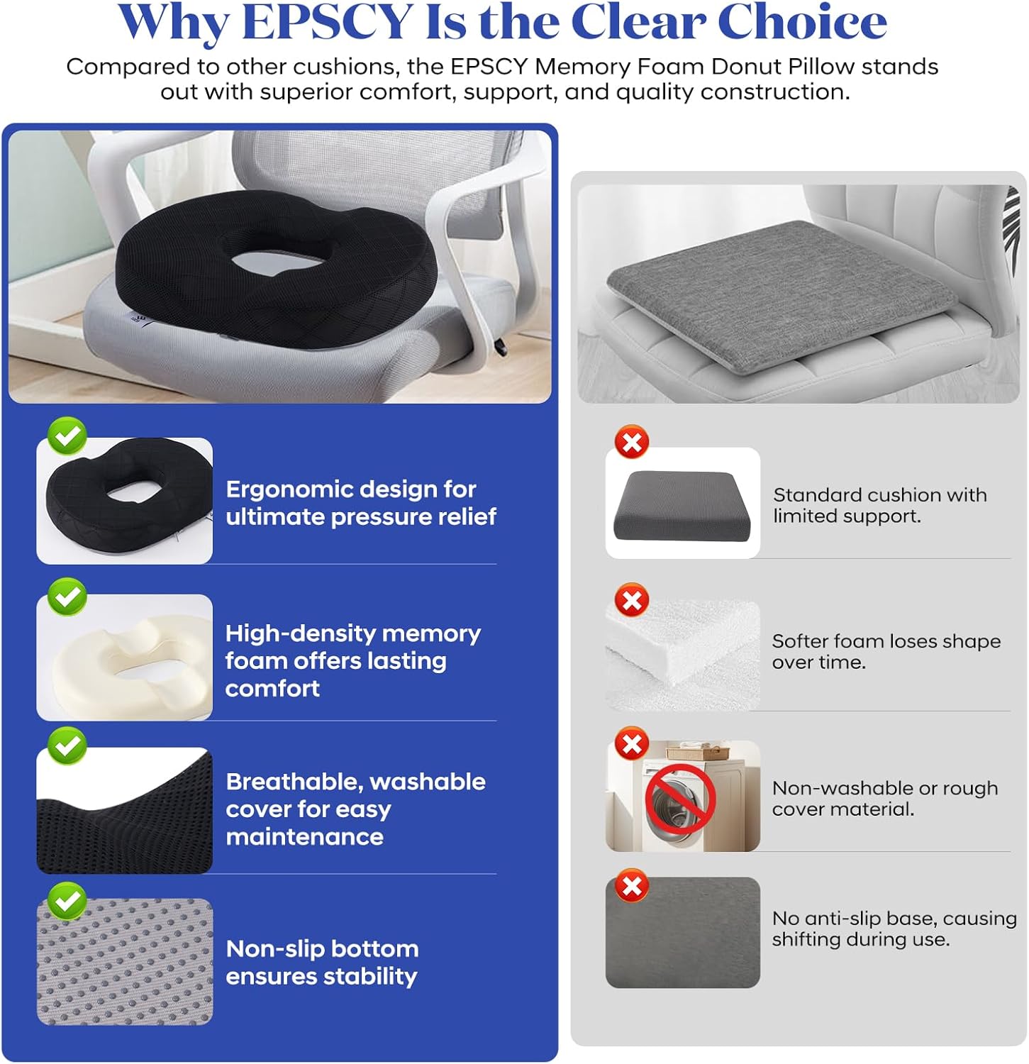 EPSCY Memory Foam Donut Cushion