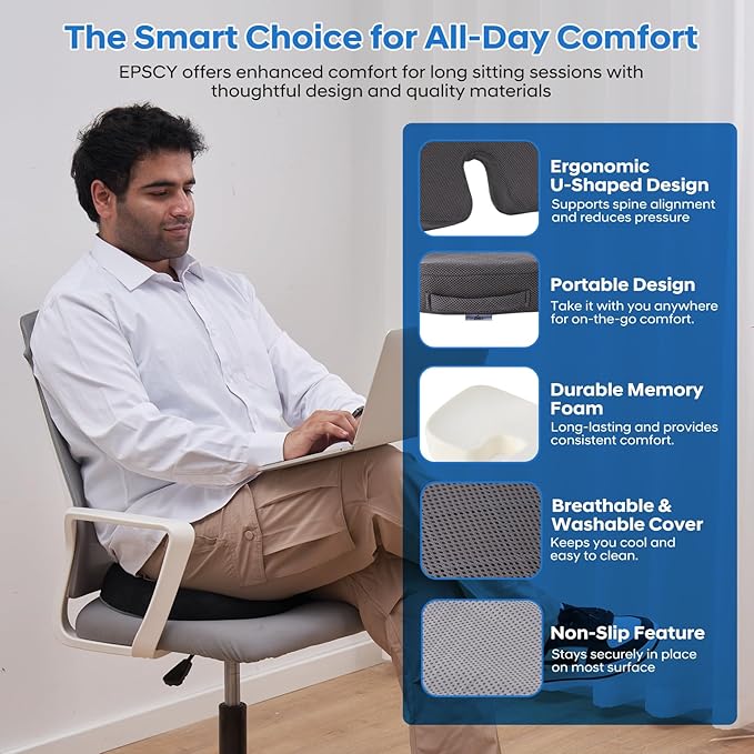 Epscy Memory Foam U-Shaped Cushion