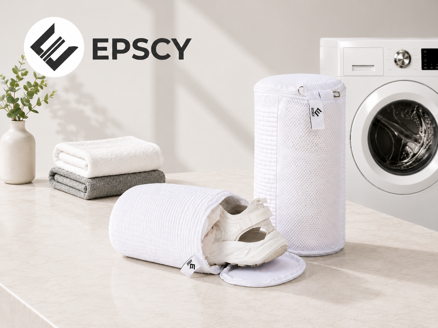 EPSCY shoe washing bag for washing machine with durable protective mesh design, helping keep sneakers clean, protected, and looking their best through repeated wash cycles.